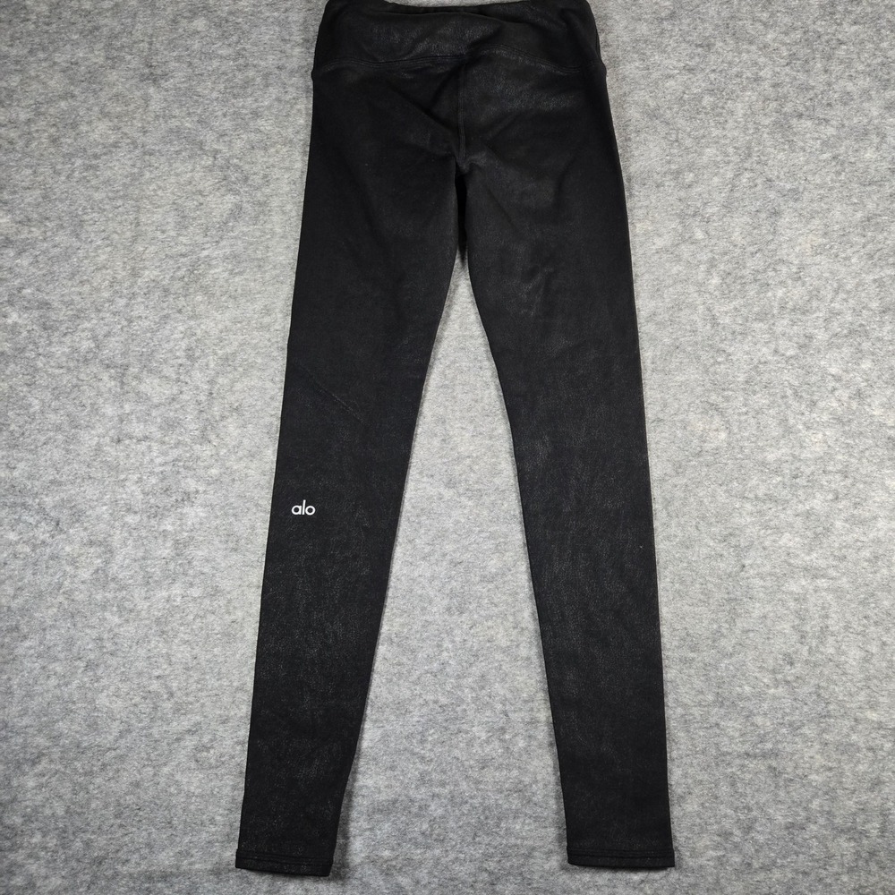 Alo Womens Black Crackle Moto High Waist Leggings XS - Picture 4 of 7